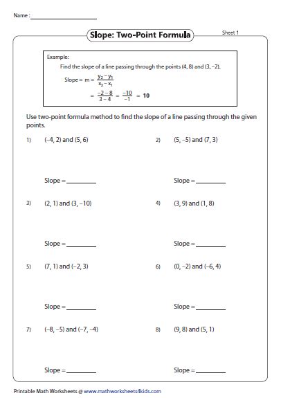 Slope two point formula answer key - There are 2 mazes included in this product:☑ Maze 1: Find the slope of the parallel line☑ Maze 2: Find the slope of the perpendicular lineThe slopes of this maze are:☑ Integers (including "0")☑ Fractions☑ "undefined"The questions. Subjects: Algebra, Algebra 2, Math. Grades: